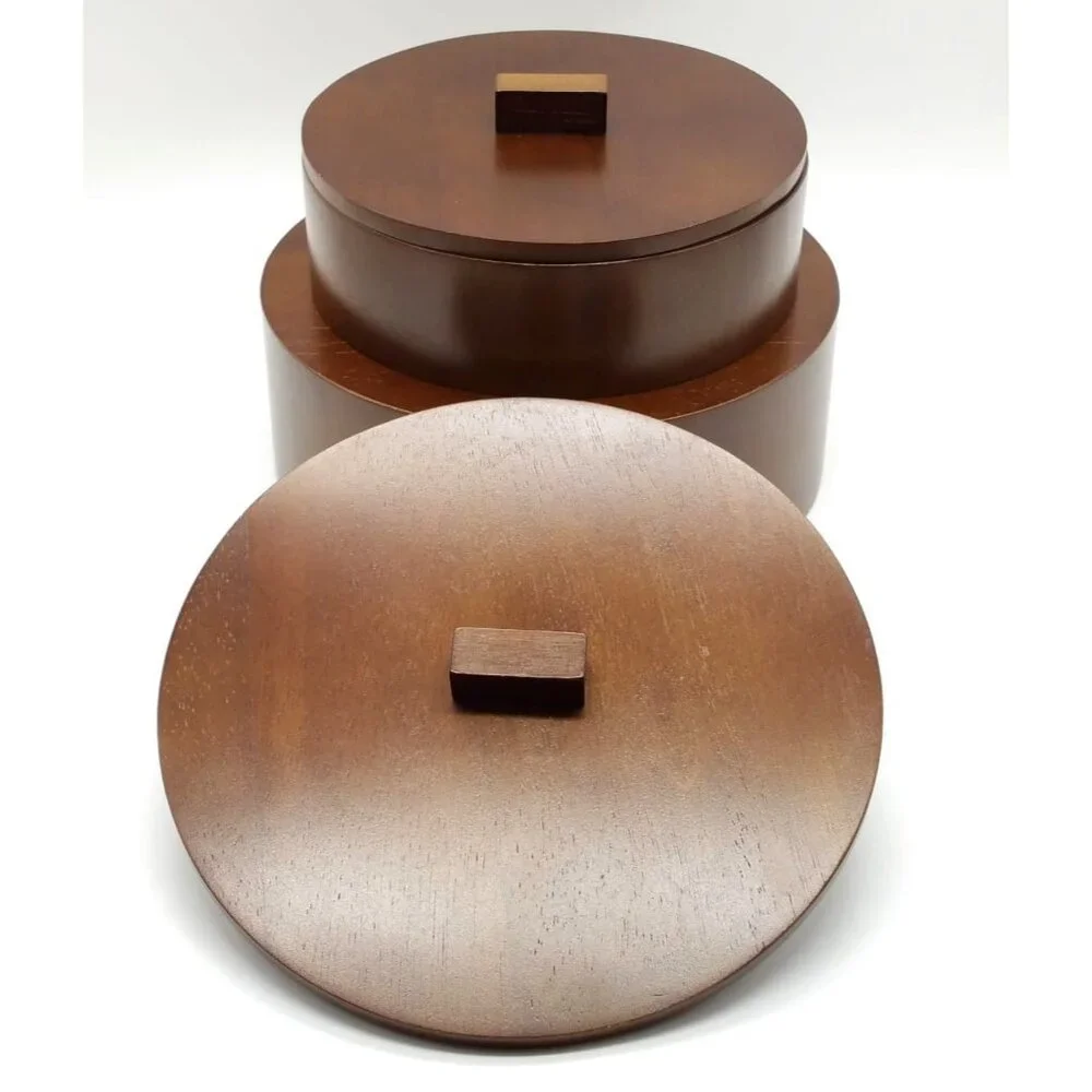 2 Stackable Natural Wood Boxes, Storage Trinkets Jewelry Décor